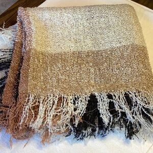 FINAL SALE PRICE Cream, Brown & Black Scarf / Wrap